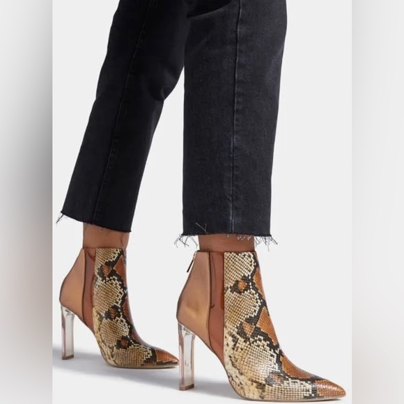 Camel Python Heeled Boots - Picture 2 of 4